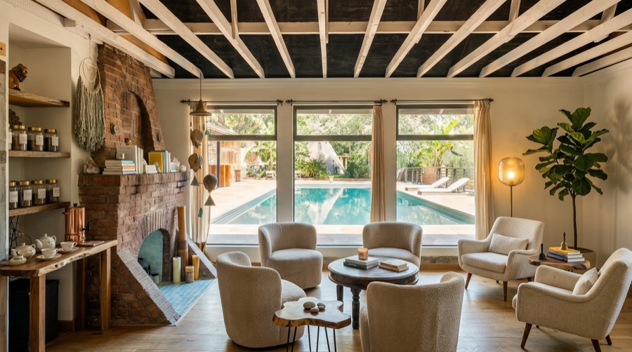 Pool house interior